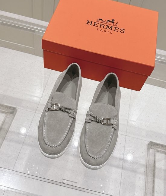 Hermes Braided Rope Decor Casual Loafers Premium Leather Shoes
