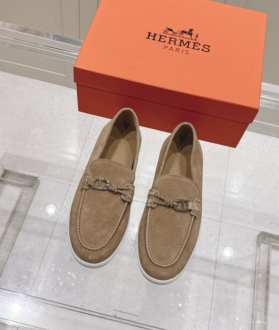Hermes Braided Rope Decor Casual Loafers Premium Leather Shoes