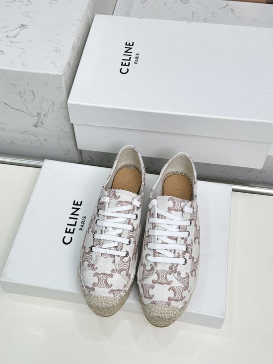 Celine Classic Espadrilles Slip On Casual Flats with Embossed Logo