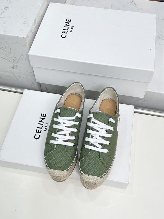 Celine Classic Espadrilles Slip On Casual Flats with Embossed Logo