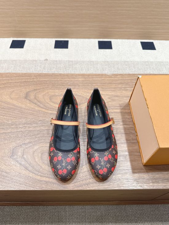 Louis Vuitton 3D Cherry Decor Casual Ballet Flats with Premium Lining