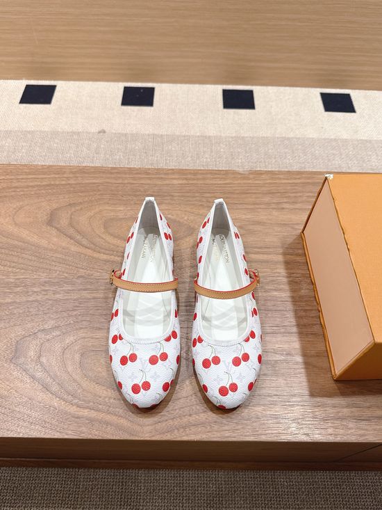 Louis Vuitton 3D Cherry Decor Casual Ballet Flats with Premium Lining