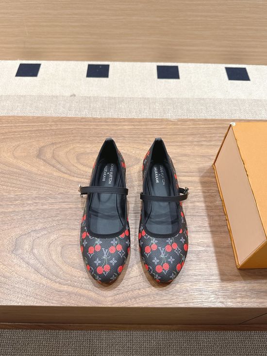 Louis Vuitton 3D Cherry Decor Casual Ballet Flats with Premium Lining