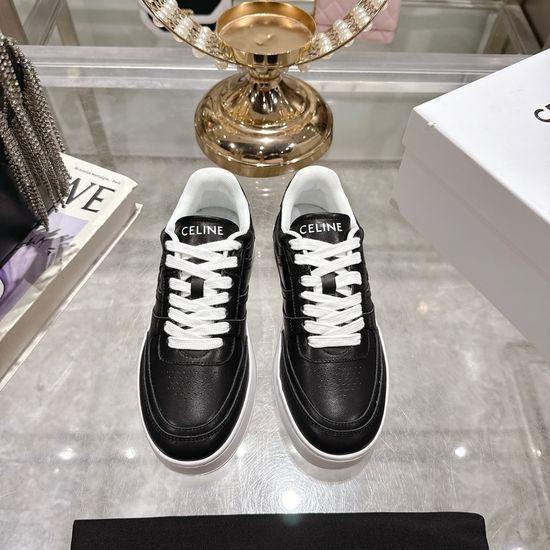 Celine Genuine Leather Lace-up Platform Casual White Sneakers