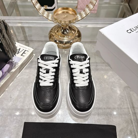 Celine Genuine Leather Lace-up Platform Casual White Sneakers