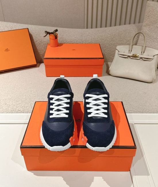 Hermes Classic Casual Comfortable Suede Canvas Chunky Sneakers
