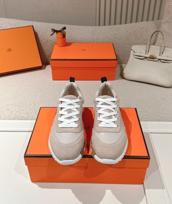 Hermes Classic Casual Comfortable Suede Canvas Chunky Sneakers