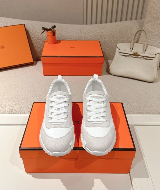 Hermes Classic Casual Comfortable Suede Canvas Chunky Sneakers
