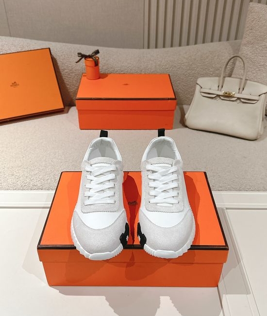Hermes Classic Casual Comfortable Suede Canvas Chunky Sneakers