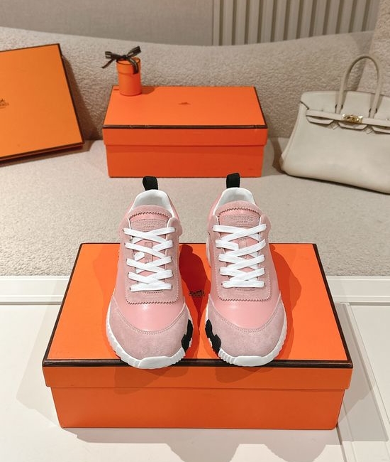 Hermes Classic Casual Comfortable Suede Canvas Chunky Sneakers