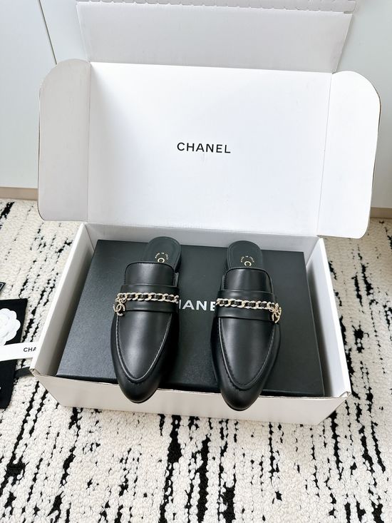 Chanel Patent Leather Mule Slides with Premium Leather Sole