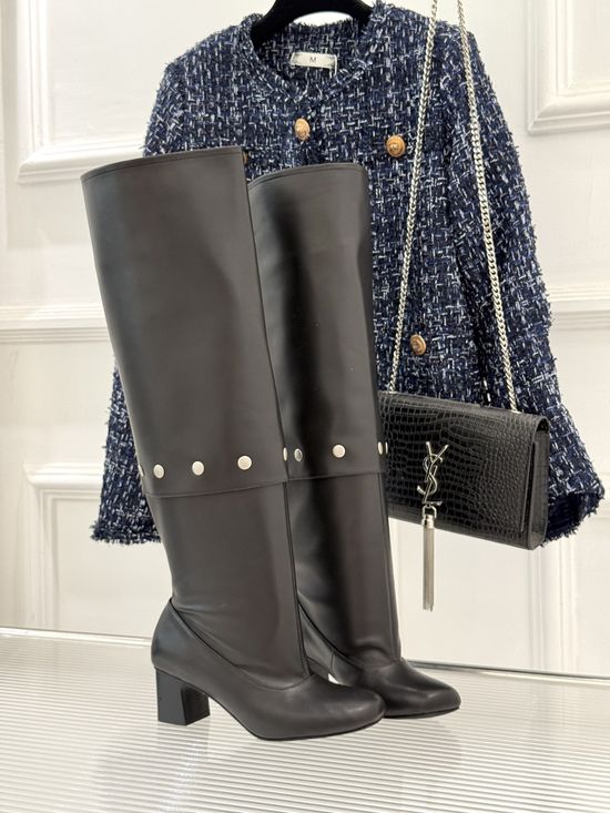 Paloma Wool Convertible Rivet Decor Square Toe Chunky Heel Boots