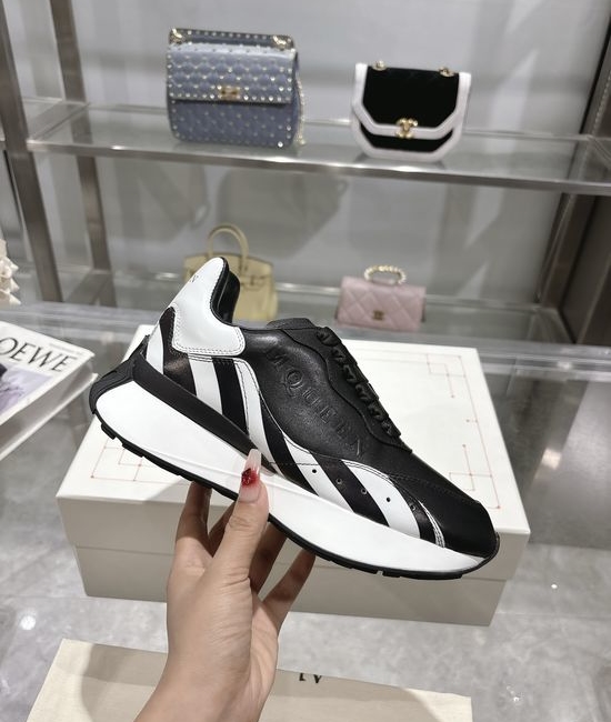 McQueen Premium Leather Casual Sports Shoes Breathable Soft Lining