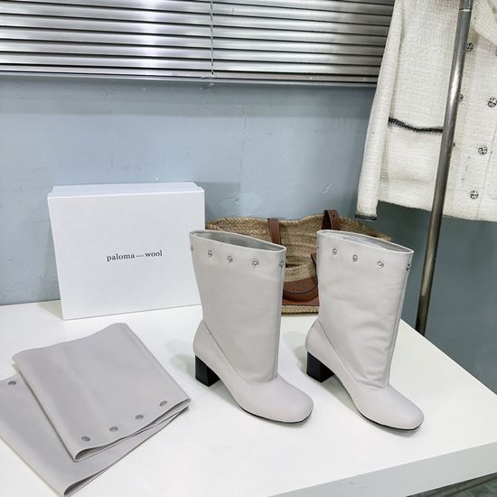 Alo Genuine Leather Mid Calf Boots With Rivet Accent