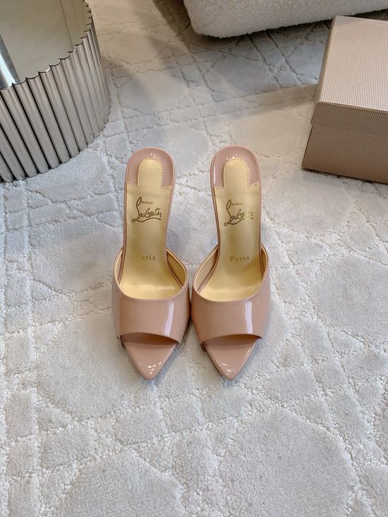 Christian Louboutine Classic Peep Toe High Heel Slides