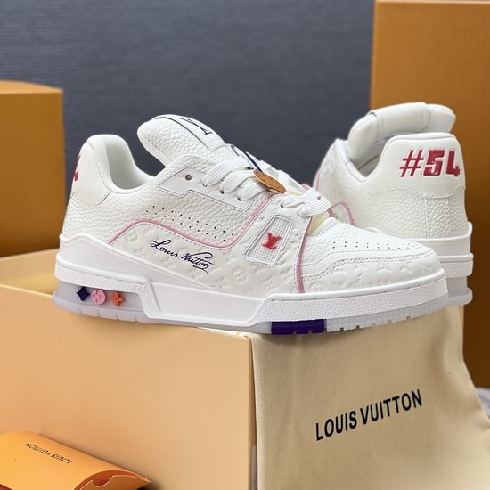 Louis Vuitton LV Limited Edition Leather Sneakers with Signature Details Durable Outsole