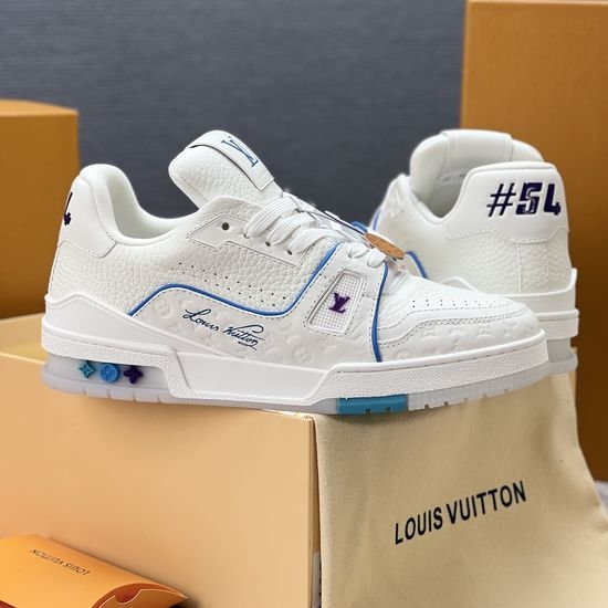 Louis Vuitton LV Limited Edition Leather Sneakers with Signature Details Durable Outsole
