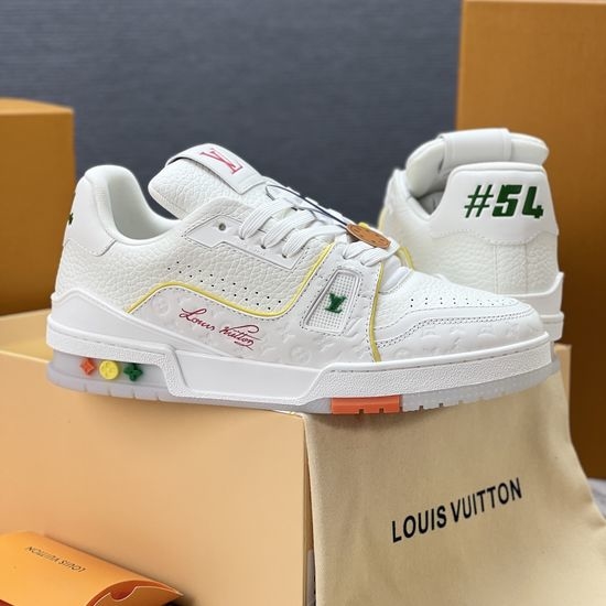 Louis Vuitton LV Limited Edition Leather Sneakers with Signature Details Durable Outsole