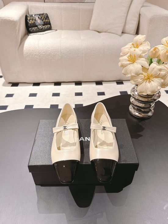 Chanel Bow Decor Flat Mary Jane Shoes Soft Leather Upper