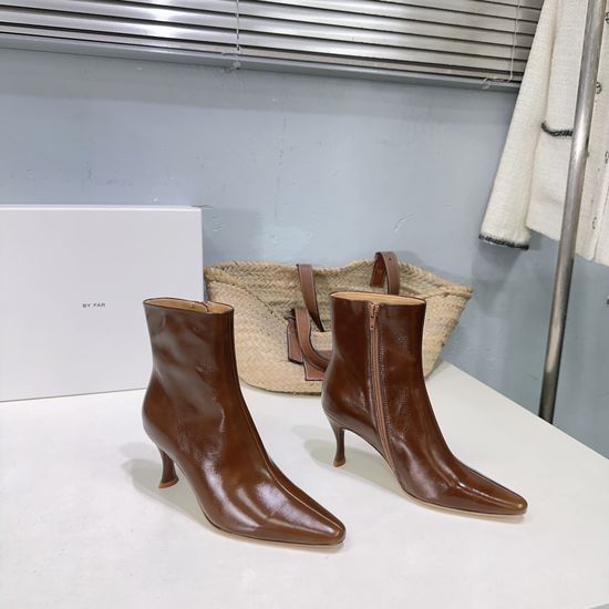 By far Side Zipper Pointed Toe Stiletto Ankle Boots Soft Durable