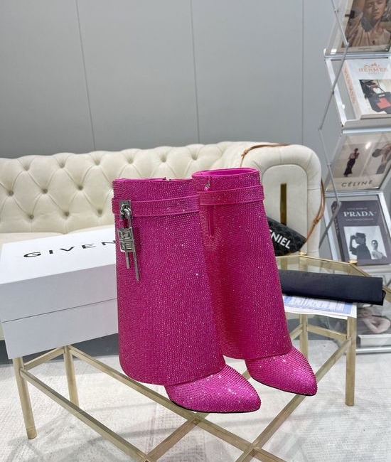 Givenchy Premium Rhinestone Buckle Ankle Boots Genuine Leather