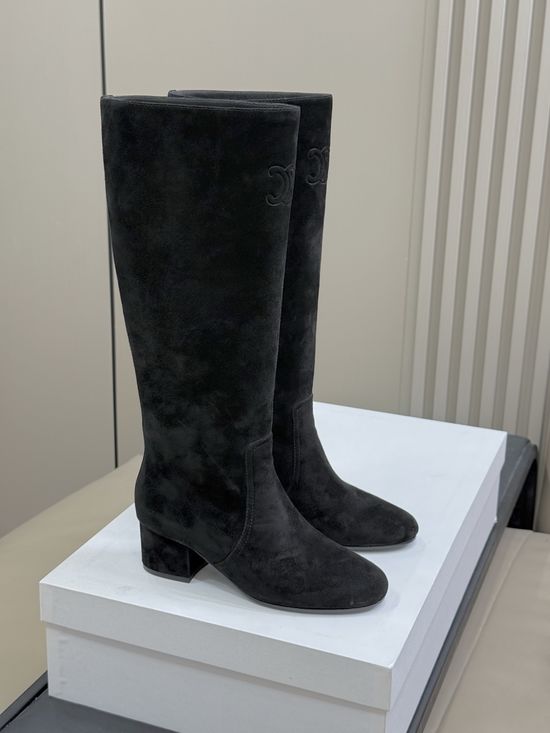 Celine Classic Embossed Logo Knee High Leather Boots