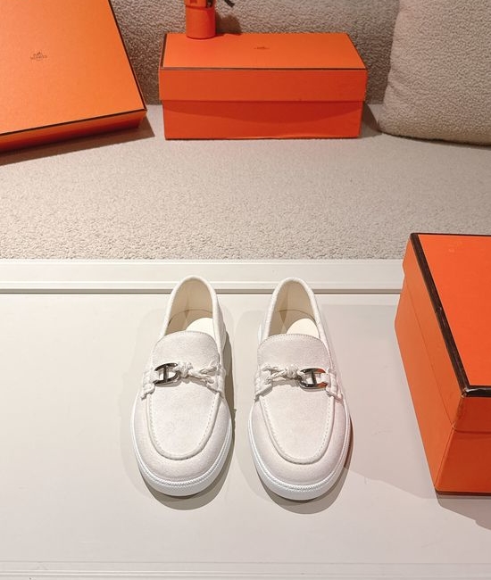 Hermes Premium Leather Buckle Detail Loafer Shoes