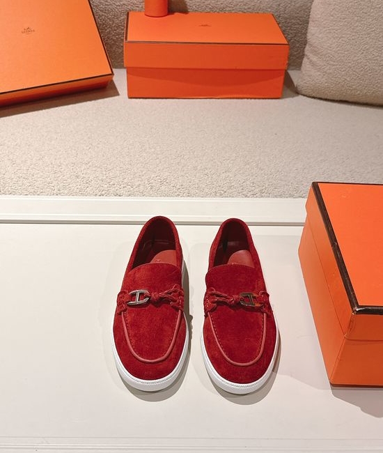 Hermes Premium Leather Buckle Detail Loafer Shoes