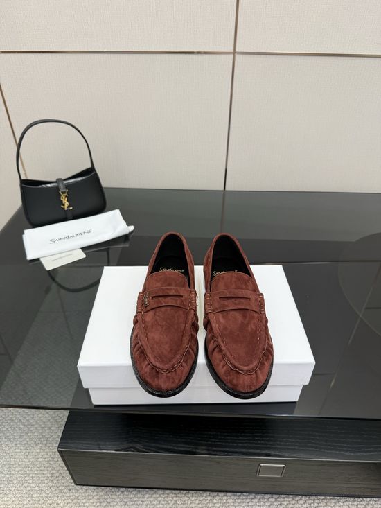 Yves Saint Laurent Classic Small Logo Mule Loafers Almond Toe Leather Footwear