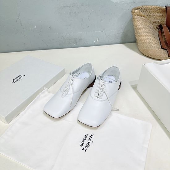 Jacquemus Minimalist Square Toe Lace-up Leather Dress Shoes
