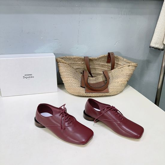 Jacquemus Minimalist Square Toe Lace-up Leather Dress Shoes