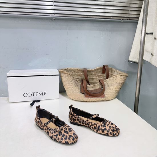 Cotemp Leopard Print Buckle Strap Comfortable Ballet Flats
