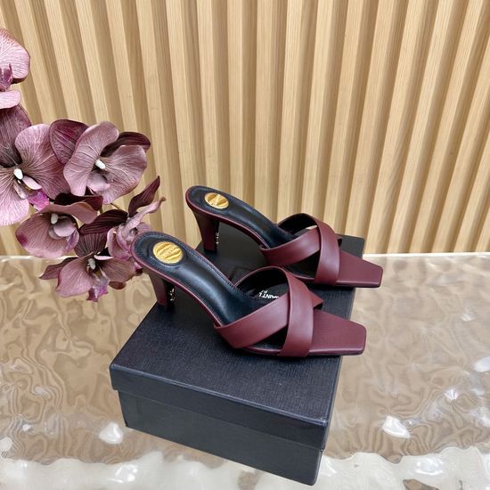 Yves Saint Laurent Classic Chunky Heel Leather Open Toe Sandals