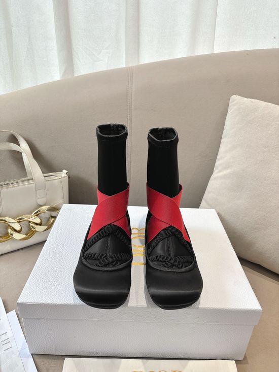 Christian Dior Elegant Stretch Ballet Boots Soft Sheepskin Upper