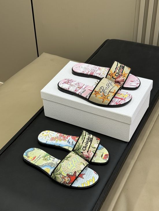Christian Dior Elegant Embroidered Slides with Premium Leather Sole