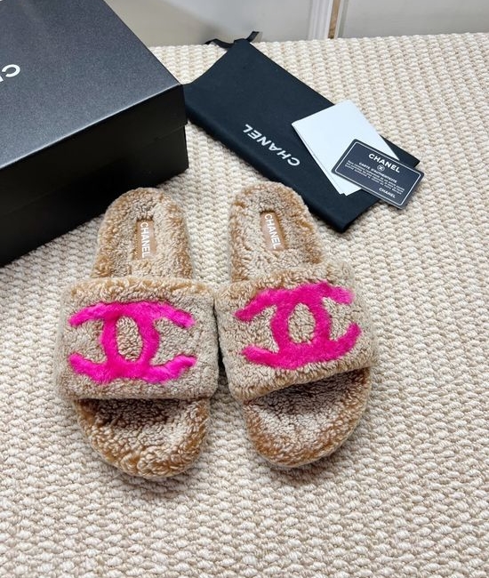 Chanel Genuine Lambswool Lined Non-slip Casual Slippers