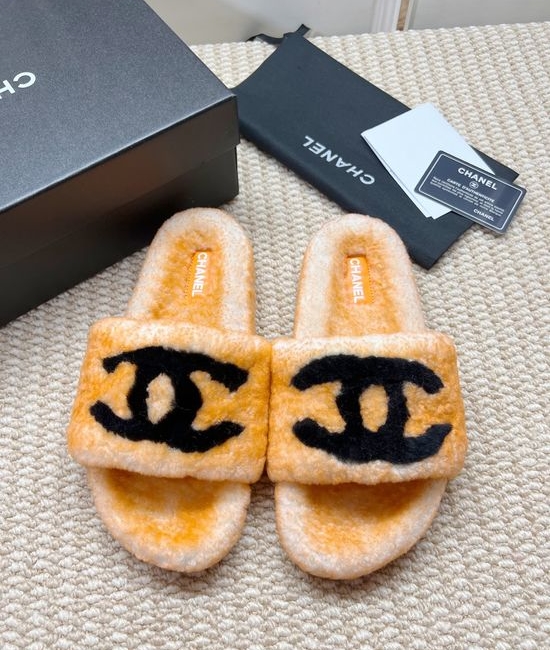 Chanel Genuine Lambswool Lined Non-slip Casual Slippers