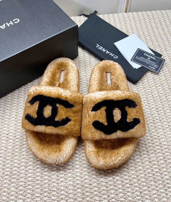 Chanel Genuine Lambswool Lined Non-slip Casual Slippers