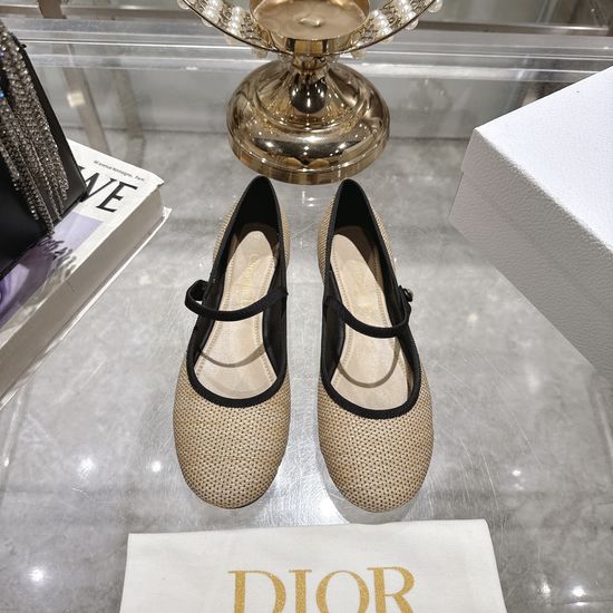 Christian Dior Satin Bow Flat Ballet Shoes Soft Sheepskin Lined