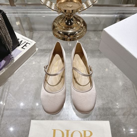 Christian Dior Satin Bow Flat Ballet Shoes Soft Sheepskin Lined
