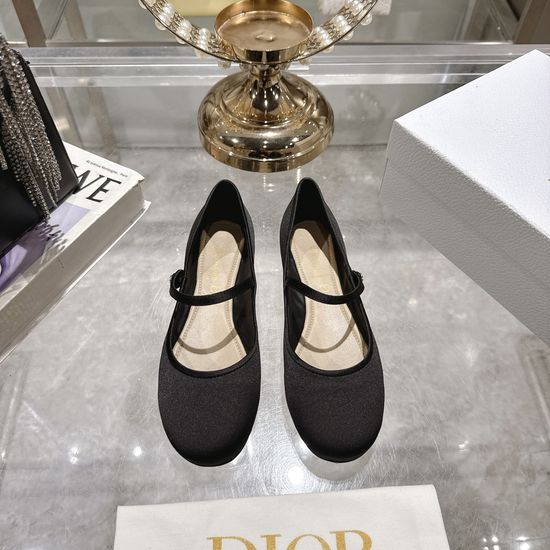 Christian Dior Satin Bow Flat Ballet Shoes Soft Sheepskin Lined