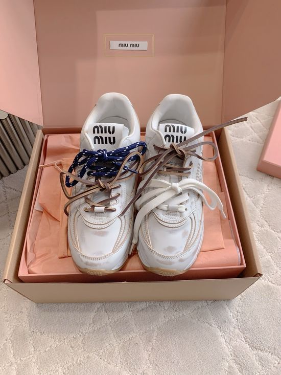 Miu Miu Vintage Distressed Dad Shoes with Thick Soles