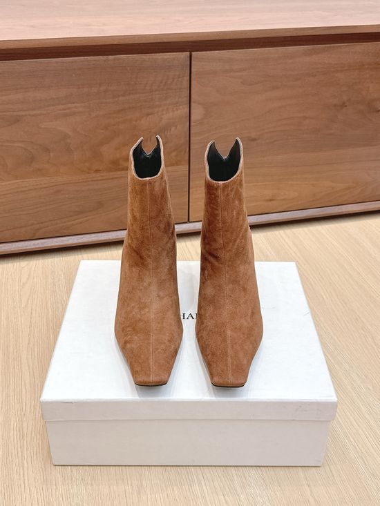 Khaite Square Toe Flat Side Zip Short Ankle Boots