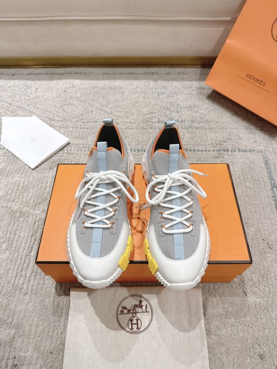 Hermes Suede Canvas Sneakers Soft Lining Lightweight Non-slip Casual Shoes