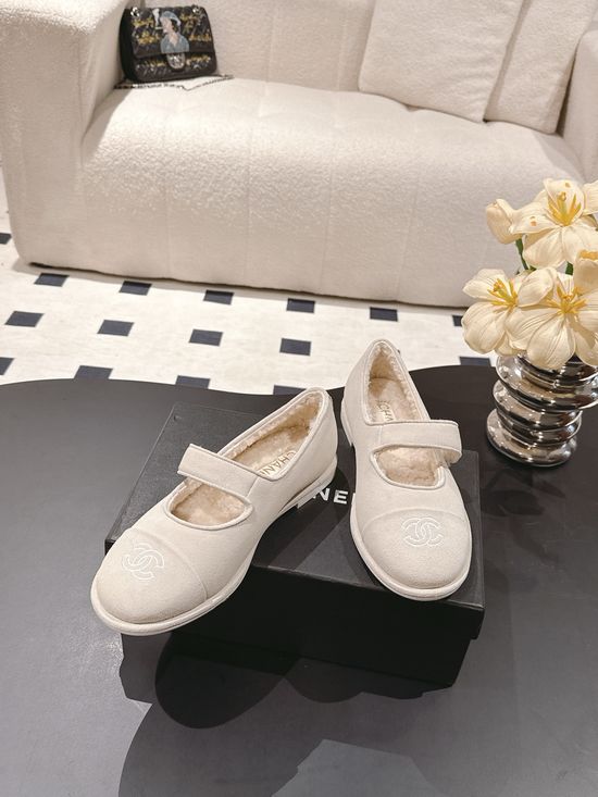 Chanel Wool Lined Suede Flats Comfortable Soft Casual Shoes