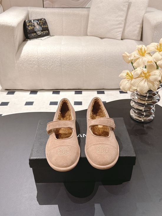 Chanel Wool Lined Suede Flats Comfortable Soft Casual Shoes