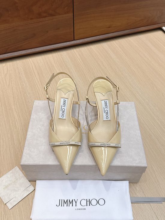 Jimmy Choo Bowknot Patent Leather Kitten Heel Sandals Elegant Comfortable