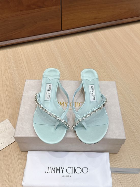 Jimmy Choo Rhinestone Velvet Mule Kitten Heel Slips Elegant Comfortable
