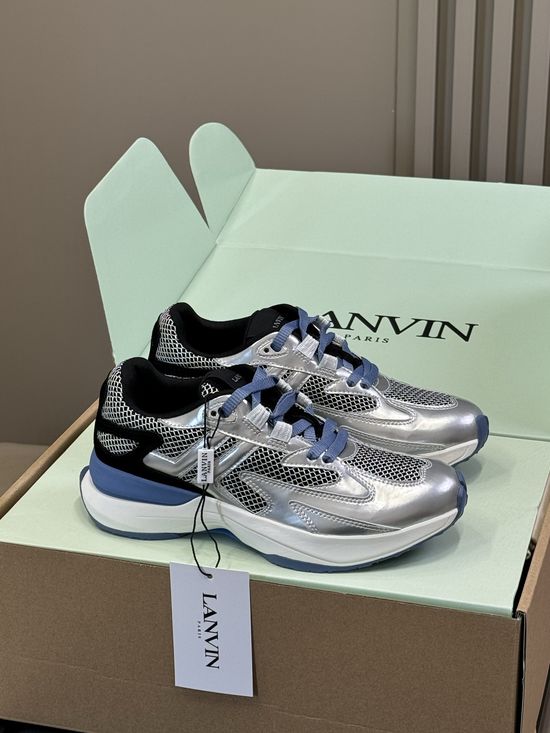 Lanvin Breathable Leather Mesh Sneakers Lightweight Soft Casual Shoes