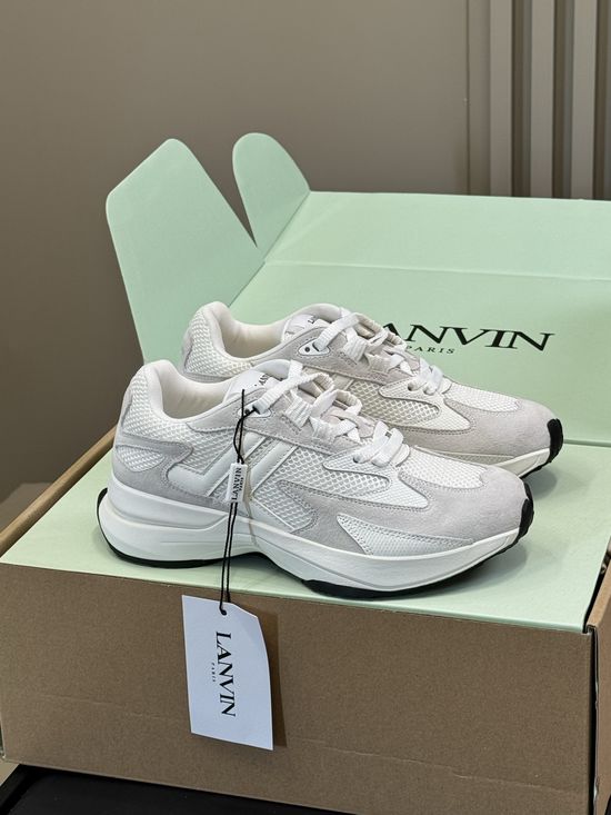 Lanvin Breathable Leather Mesh Sneakers Lightweight Soft Casual Shoes